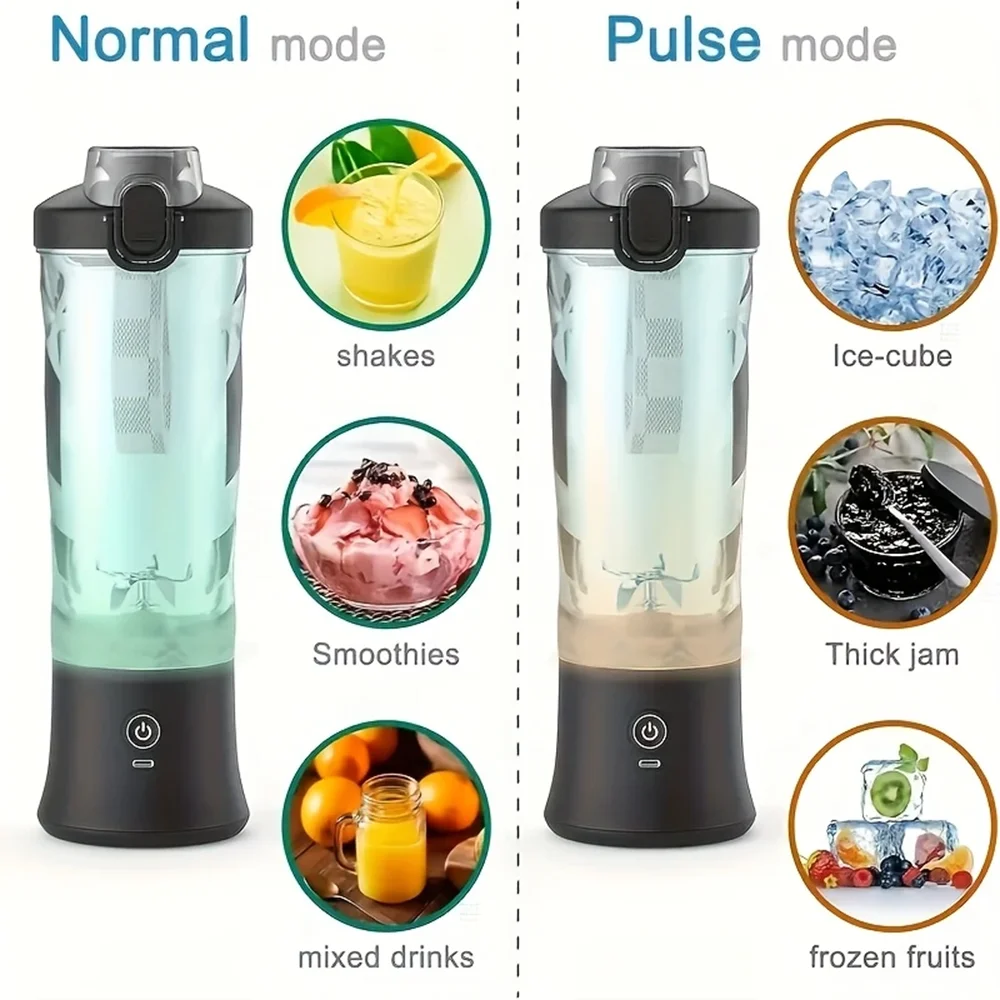 Electric Portable Juicer Fresh Fruit Mixer USB Rechargeable 6-Blade Shakes Smoothie Juice Blender Multifunctional Mixing Cup ﻿