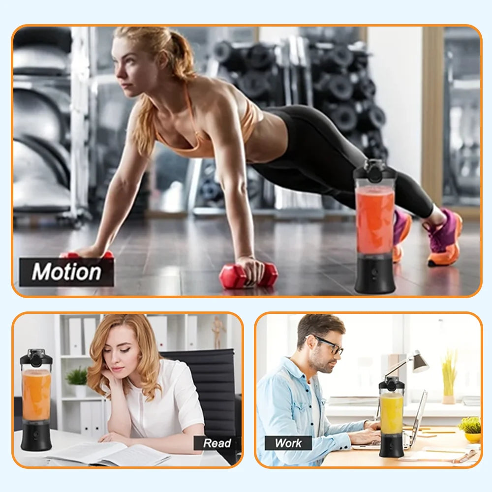 Electric Portable Juicer Fresh Fruit Mixer USB Rechargeable 6-Blade Shakes Smoothie Juice Blender Multifunctional Mixing Cup ﻿