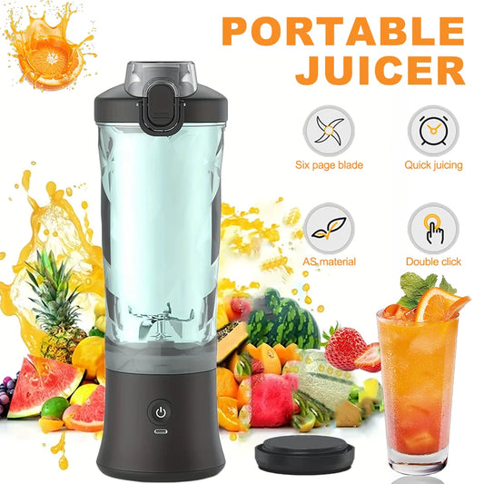 Electric Portable Juicer Fresh Fruit Mixer USB Rechargeable 6-Blade Shakes Smoothie Juice Blender Multifunctional Mixing Cup ﻿