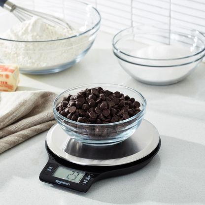 Digital kitchen scales with LCD display, Black and Stainless Steel
